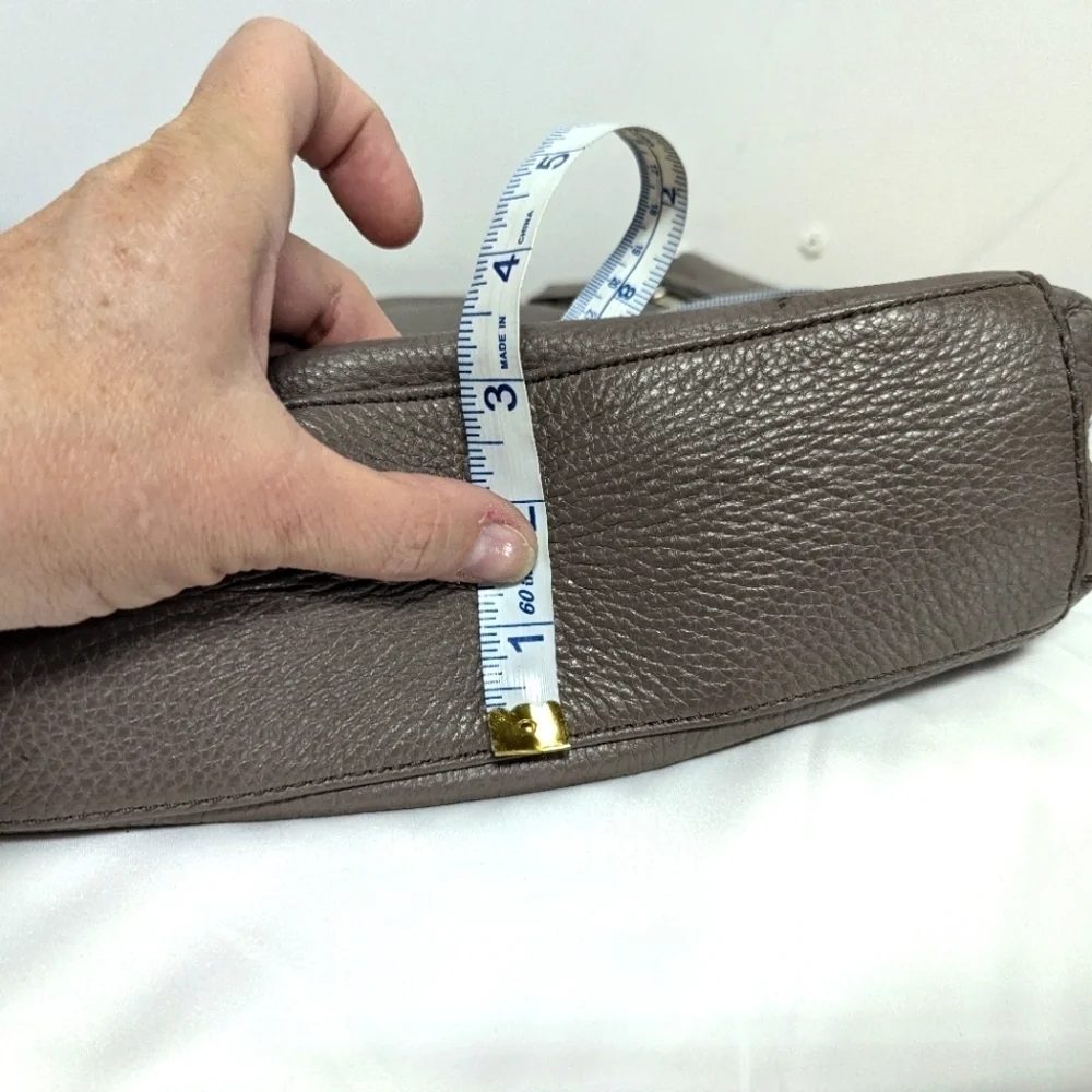 Michael Kors Grey Leather Shoulder Bag Large Zip Tabs Chain Detail
